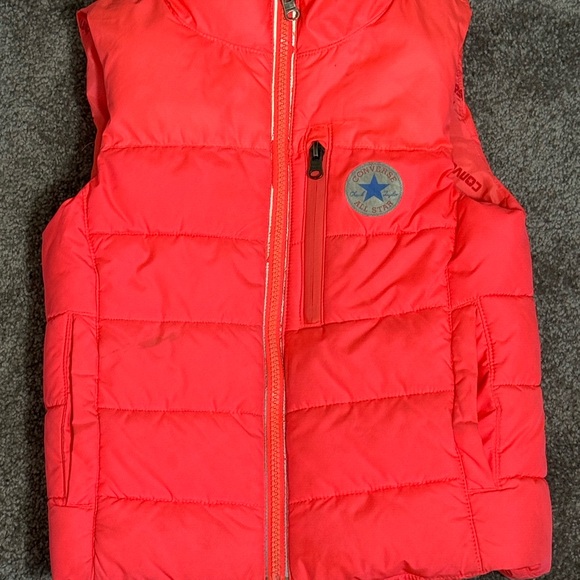 Converse Girls' Bright Pink Quilted Puffer Vest Size 6 Full Zipper w/ Pockets - Picture 9 of 11